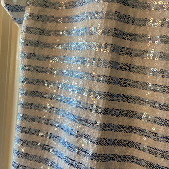 Chico NWT sequin blue and white top size 3 or xl woman’s top gwenlynn scoop - Picture 3 of 5
